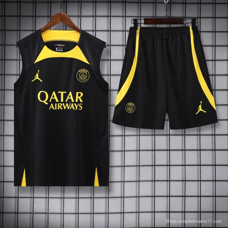 23-24 PSG Black Vest Jersey+Shorts