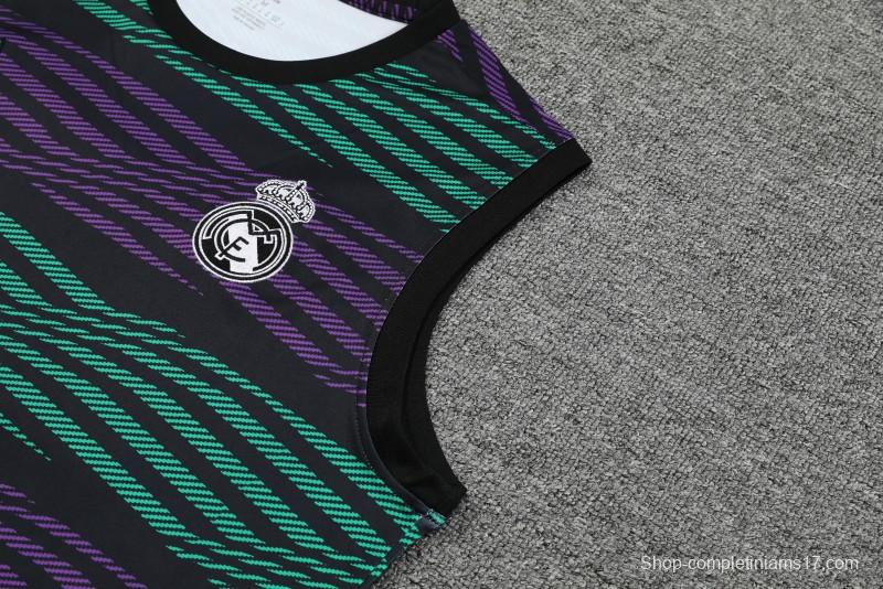 23-24 Real Madrid Stripe Pattern Vest Jersey+Shorts