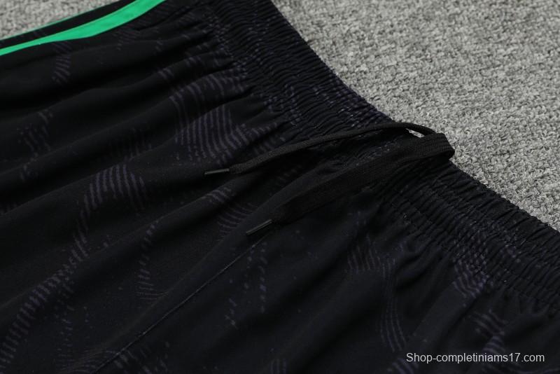 23-24 Real Madrid Black Green Pattern Vest Jersey+Shorts