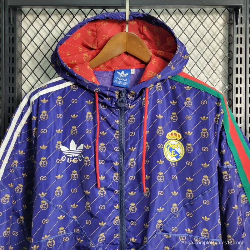 23-24 Real MadridxGUCCI Navy Windbreaker