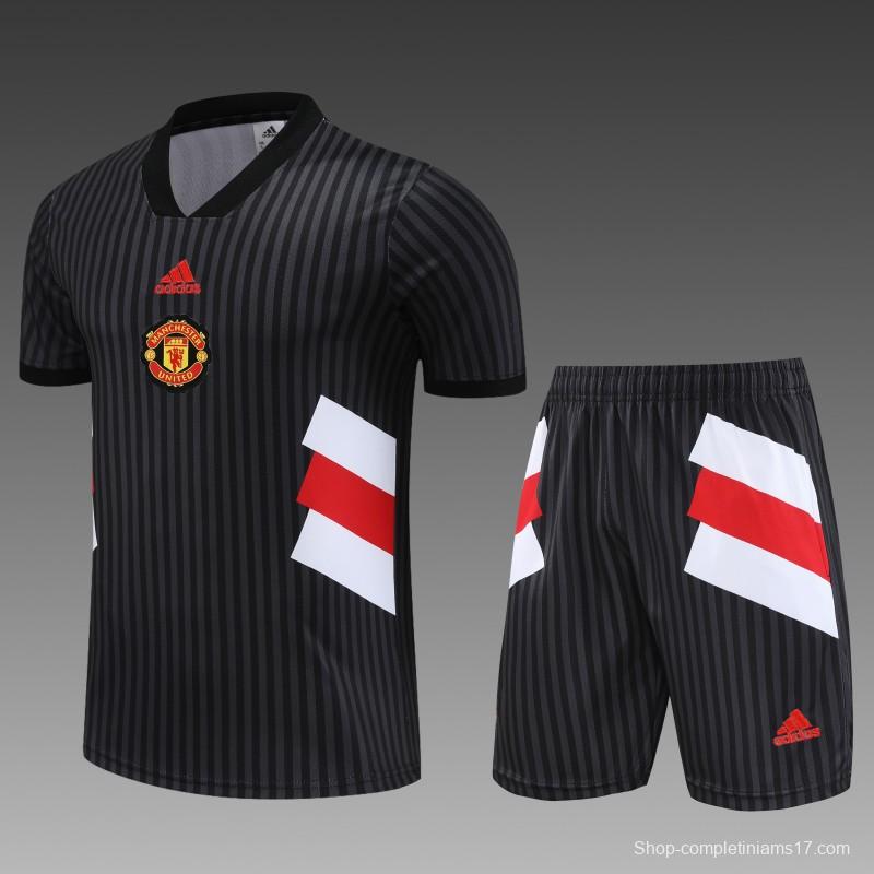 23 24 Manchester United Black Remake Icon Short Sleeve+Shorts