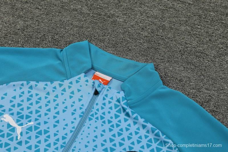23/24 Manchester City Blue Mixed Color Half Zipper Jacket+ Pants