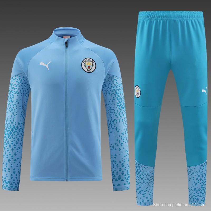 23/24 Manchester City Blue Full Zipper Jacket+Pants