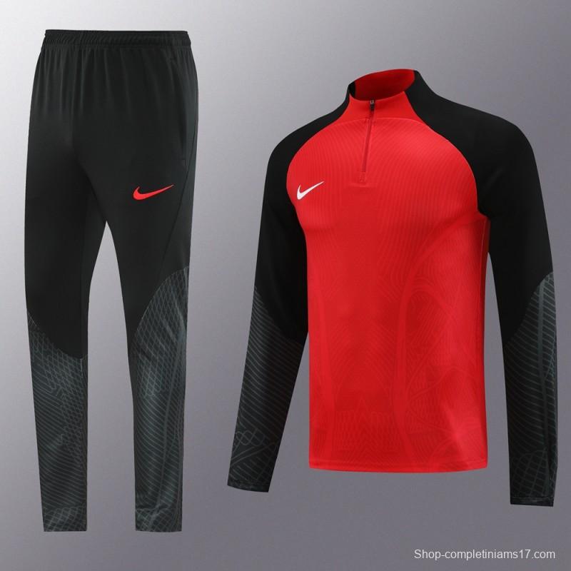 2024 Nike Red/Black Half Zipper Jacket+Pants