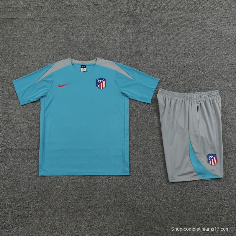 23/24 Atletico Madrid Blue Cotton Short Sleeve Jersey+Shorts