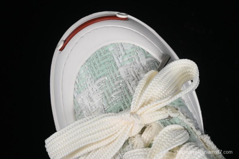 SMILEREPUBLIC Mint Manbo Light Blue Checkered Open Smile Platform Canvas Shoes - G.D4