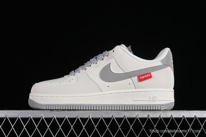 Supreme x Nike Air Force 1 '07 Low Beige Grey Casual Skate Shoes - HD1968-018