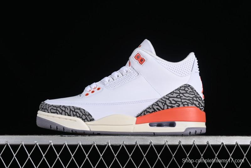 Nike Air Jordan 3 Retro Sneakers in White and Peach Orange - CK9246-121