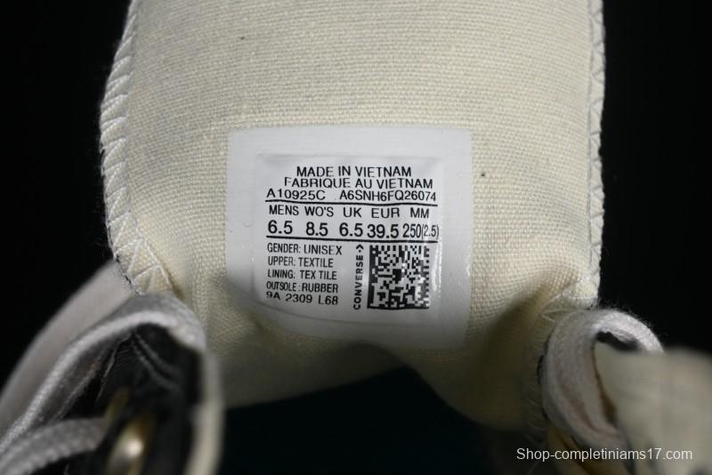 Clot x Fragment Design x Converse Custom Triple Collaboration Low-Top Sneakers with Distressed Black Silk and Brier Pattern - A10925C