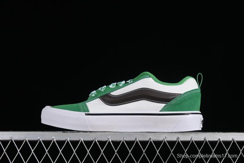 Vans Classics Knu Skool White Green Chunky Tongue Retro Sneakers - VN0009QCV0N