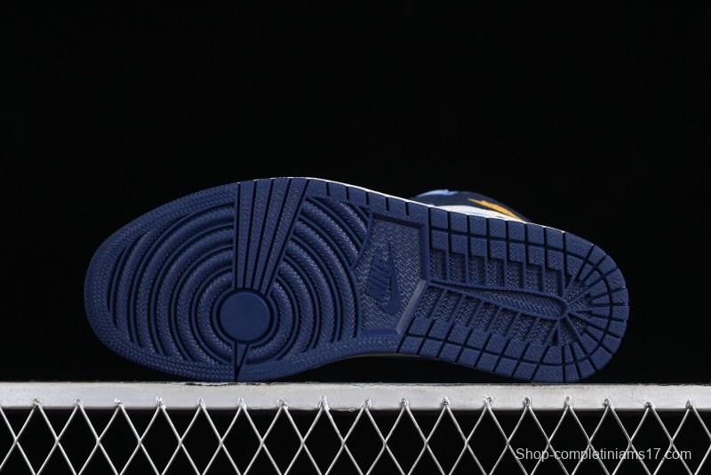 Nike Air Jordan 1 High OG "First in Flight" Basketball Shoes with UNC Blue and Yellow Accents - FD2596-400