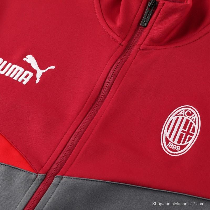 24/25 AC Milan Red/Grey Full Zipper Jacket +Long Pants