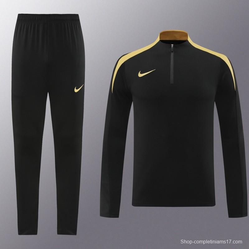 24/25 Nike Black/Golden Half Zipper Jacket+Long Pants