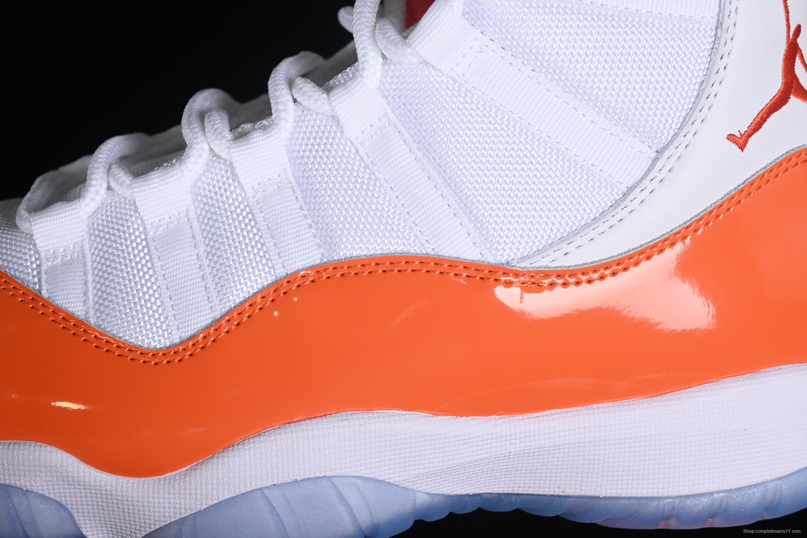 Nike Air Jordan 11 Retro Basketball Shoes with White Orange Design - 378037-002