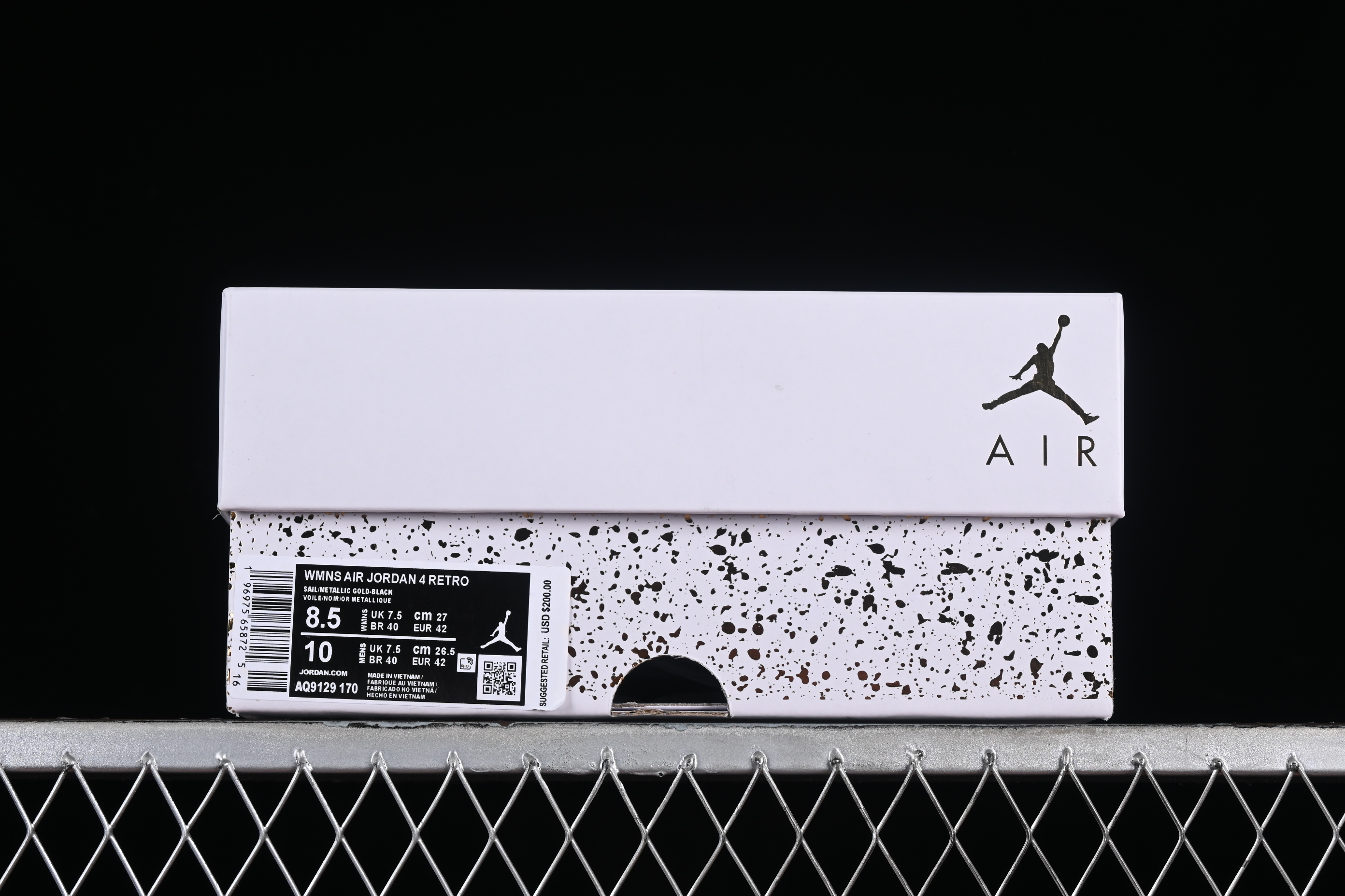 Nike Air Jordan 4 Retro Sneakers with Metallic Gold Accents - AQ9129-170