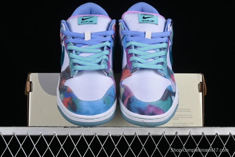 Nike Futura x Dunk Low Pro SB Casual Skate Shoes with Tie-Dye Pattern - HF6061-400