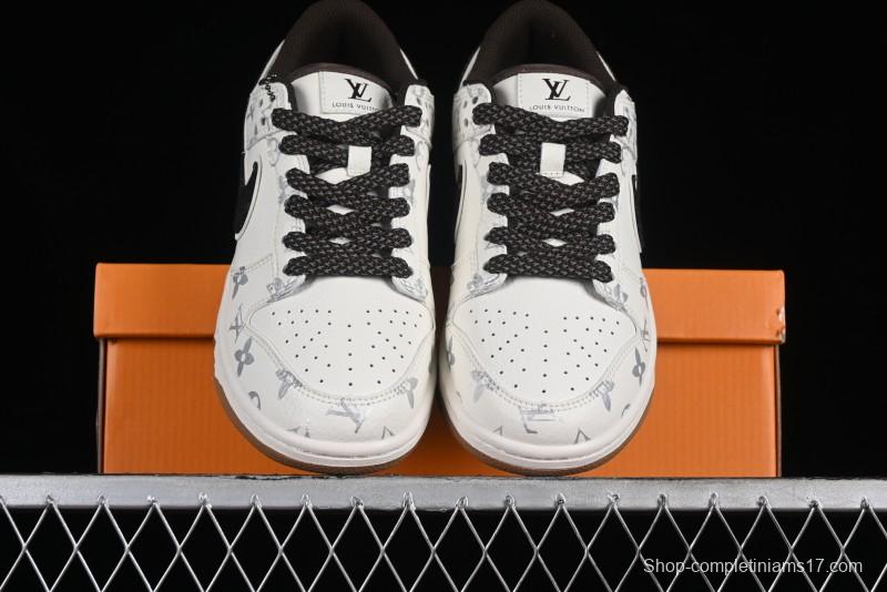 Nike Dunk Low LV Louis Vuitton - Beige Black Denim Anniversary High-End Custom Sneakers - DQ1098-341