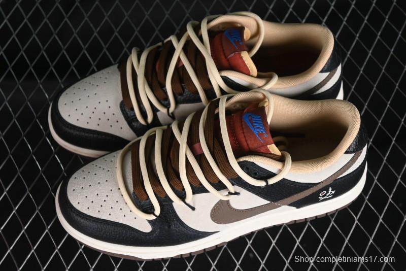 Nike Dunk Low "Mars Stone" Witch Puppet Themed SB Lace-Up Low-Top Casual Sneakers in Black/Mocha Brown - DR9704-200