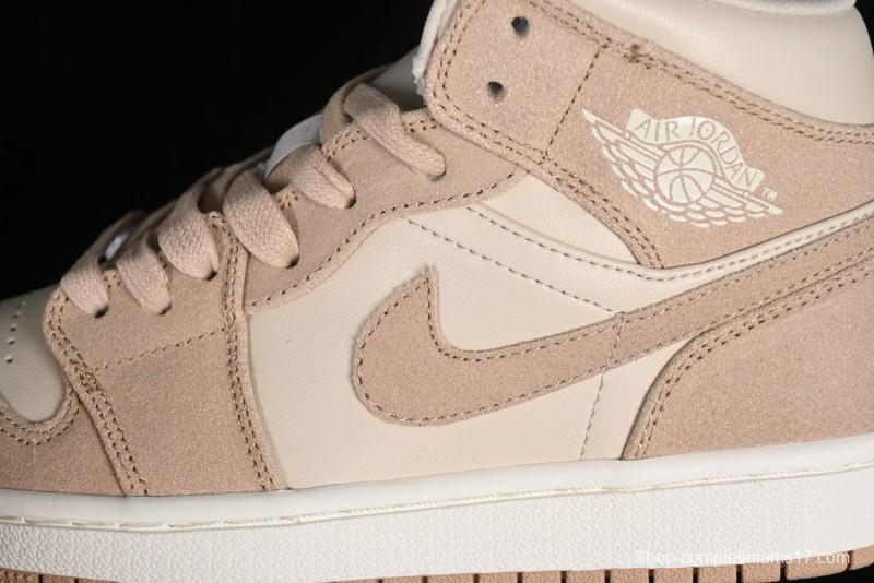 Nike Air Jordan 1 Mid AJ1 Khaki Mid-Top Basketball Shoes - FJ3448-200