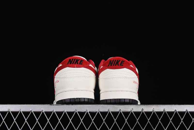 Nike SB Dunk Low LV Collaboration - Beige Black Red Glow in the Dark Anniversary High-End Custom Low-Top Casual Skate Shoes - JH8035-931