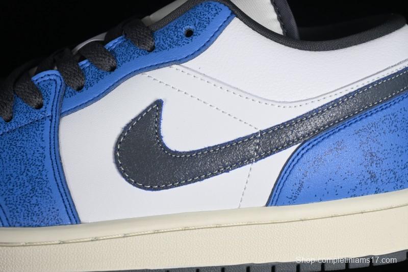 Nike Air Jordan 1 Low Flight Vintage Retro Sneakers in White and Blue - FV8439-104