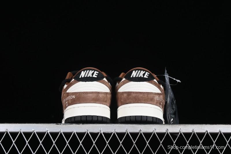 Nike SB Dunk Low LV Collaboration - Black Brown Fade Anniversary Custom Low-Top Casual Sneakers - SJ2068-233