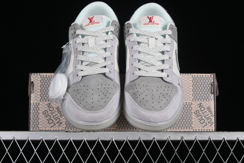 Nike SB Dunk Low LV Collaboration - Beige Grey Crystal Sole Night Light Anniversary High-End Custom Low-Top Casual Sneakers - CR8033-503