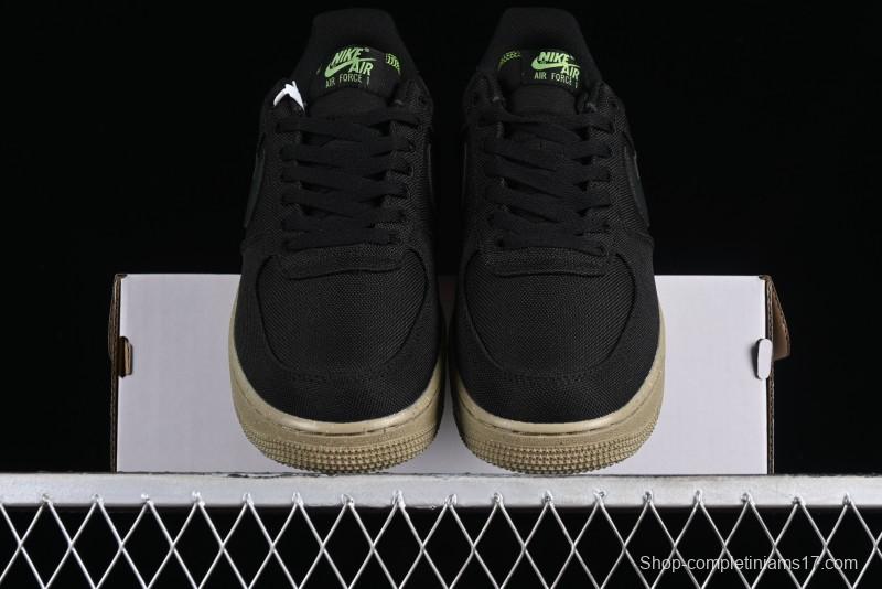 Nike Air Force 1 '07 Low Black Green Canvas Casual Sneakers - FJ4160-001