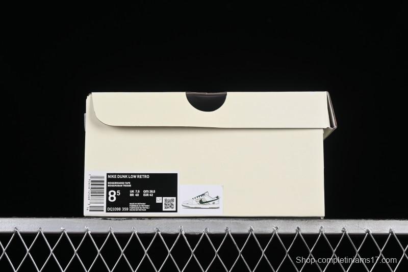 Nike SB Dunk Low UN Collaboration - White Green Swoosh Anniversary Custom Low-Top Casual Skate Shoes - DQ1098-359