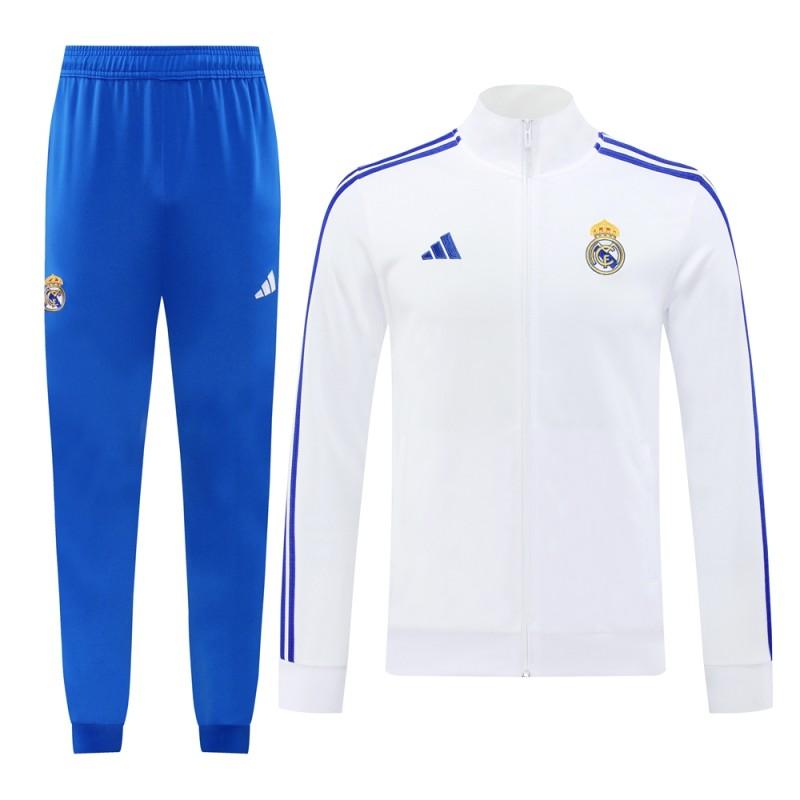 24/25 Real Madrid White Full Zipper Jacket +Long Pants