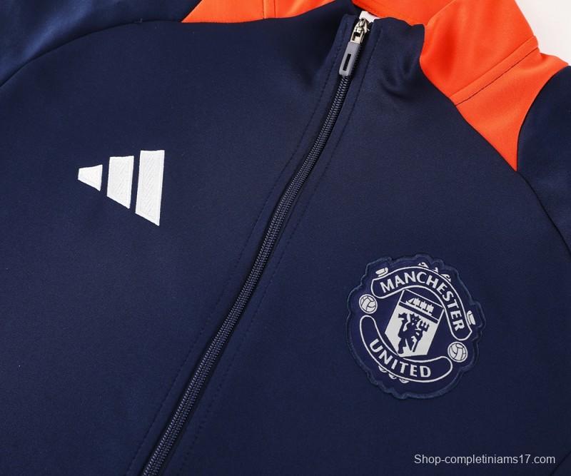 24/25 Manchester United Navy/Orange Full Zipper Jacket +Long Pants