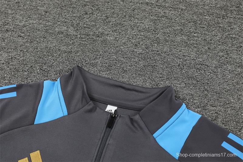 2024 Argentina Grey Half Zipper Jacket+Long Pants