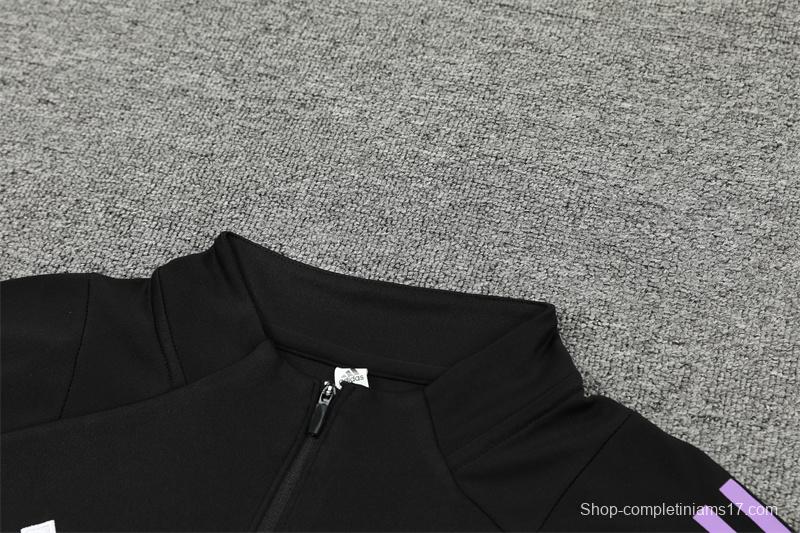 2024 Germany Black Half Zipper Jacket+Long Pants