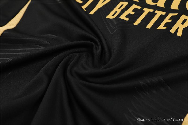 24/25 Real Madrid Black/Golden Half Zipper Jacket+Long Pants