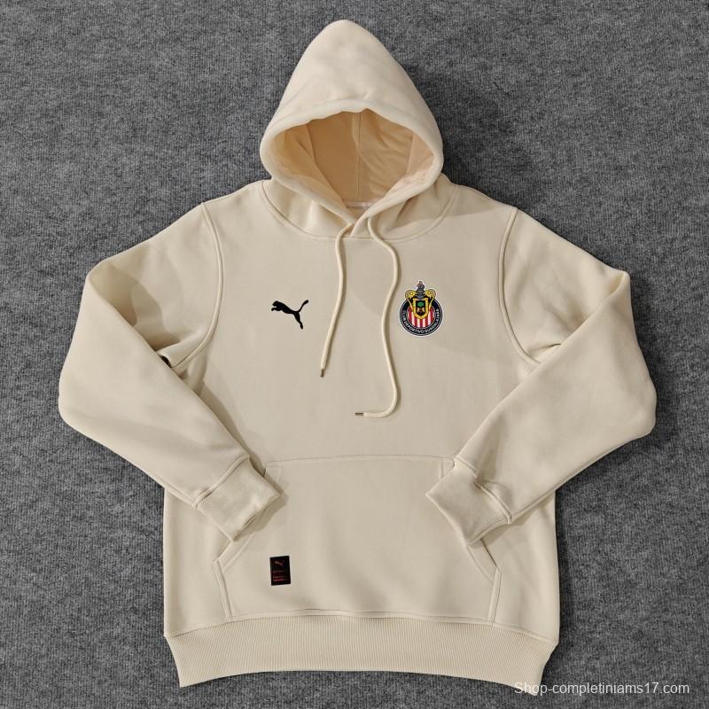 24/25 Chivas Guadalajara Navy/Red/Black/Beige/Grey Hoodie WIth Black Badge