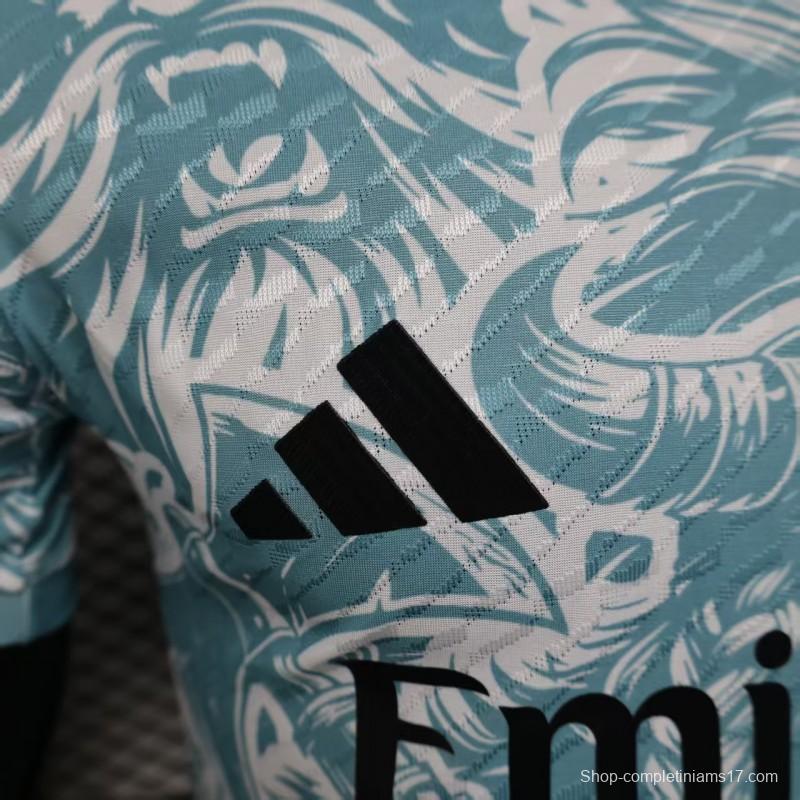 Player Version 25/26 Real Madrid Light Blue with Viking Warrior Pattern Jersey