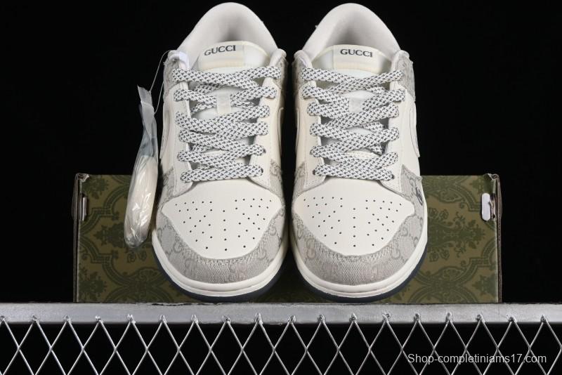 Nike SB Dunk Low Gucci Collaboration - Smoke Grey Anniversary Custom Low-Top Casual Sneakers - CF3688-003