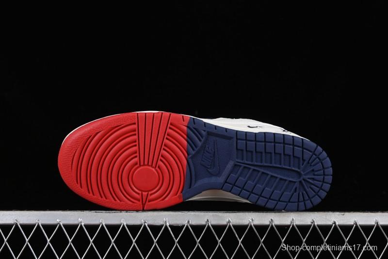 Nike SB Dunk Low LV Collaboration - Beige Red Blue Dual Color Anniversary High-End Custom Low-Top Casual Sneakers - XX2025-333