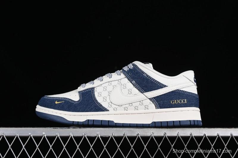 Nike SB Dunk Low Gucci Collaboration - Denim with Light Blue Swoosh Anniversary High-End Custom Low-Top Casual Sneakers - FC1688-141