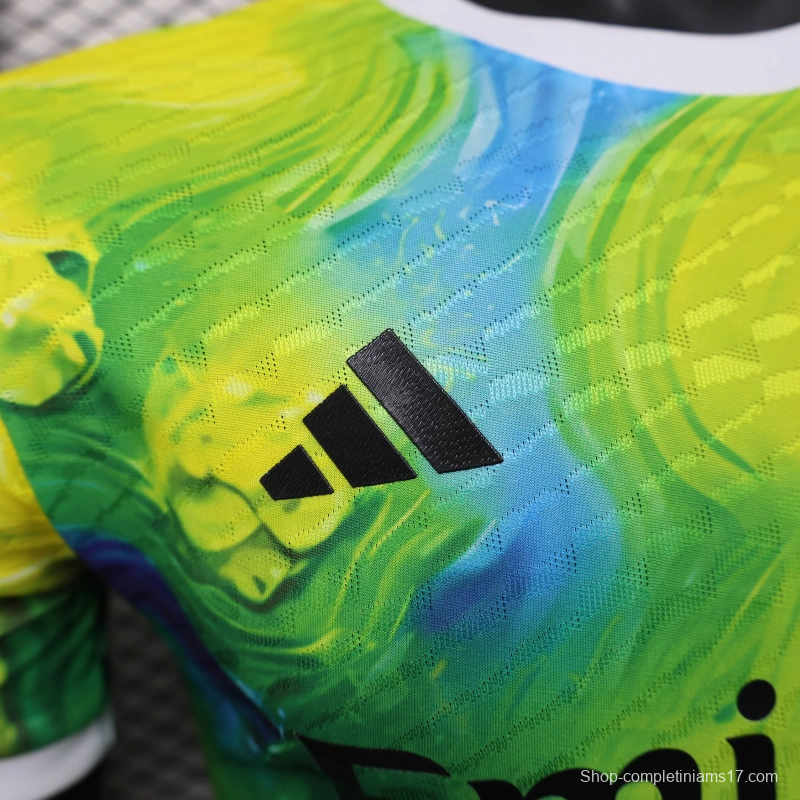 25/26 Player Version Real Madrid Limited Edition Goalkeeper Jersey - Emirates Neon Yellow Marble Design