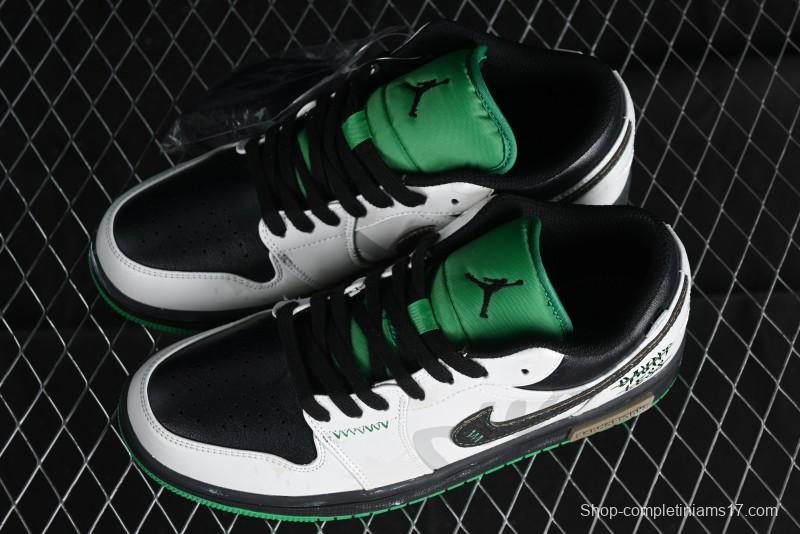 Nike Air Jordan 1 Low Retro Basketball Shoes with Panda Mischief Pioneer Rider Design - 553558-065