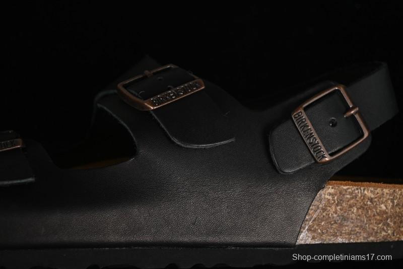 Birkenstock Birkenstock Sandals Series Black Leather with Soft Cushioning Cork Midsole - T.D4