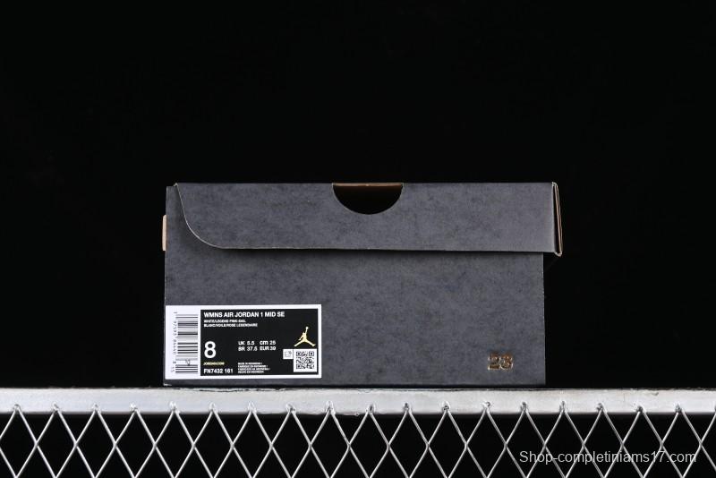 Nike Air Jordan AJ1 Mid Basketball Shoes in White Pink - FN7432-161