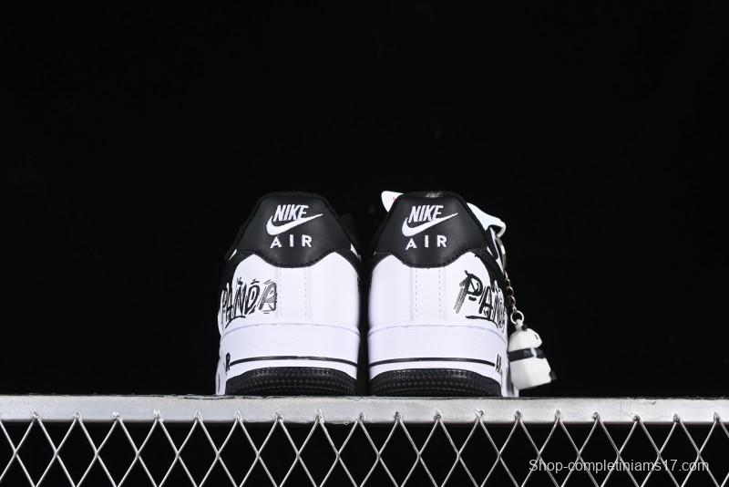 Nike Air Force 1 '07 Low Casual Sneakers with Black and White Graffiti Panda Design - DH7561-222