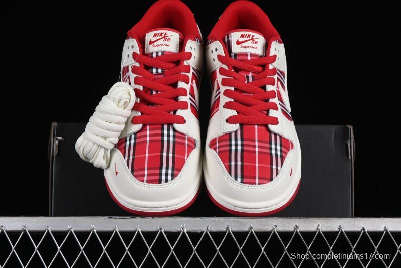 Nike SB Dunk Low Supreme - Plaid Colorway Low-Top Casual Skateboarding Shoes - SU1853-512