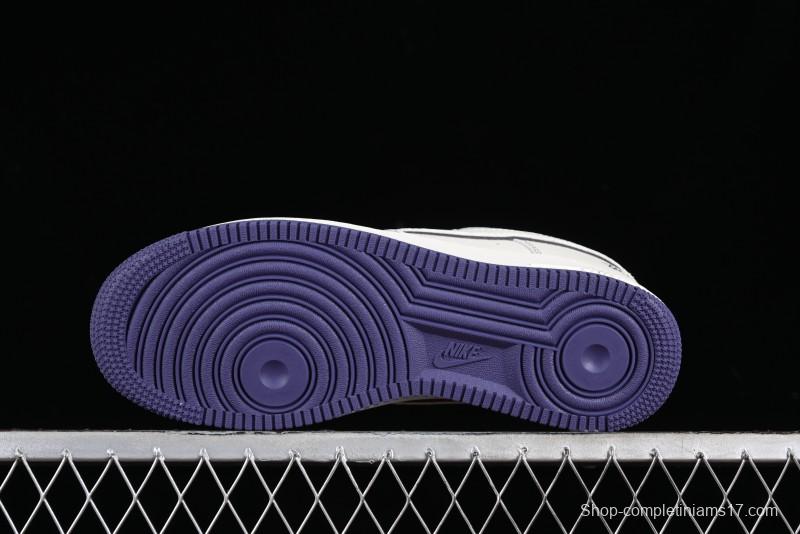 Stussy x Nike Air Force 1 '07 Low Retro Casual Sneakers with Reflective Military Purple - UN1635-222