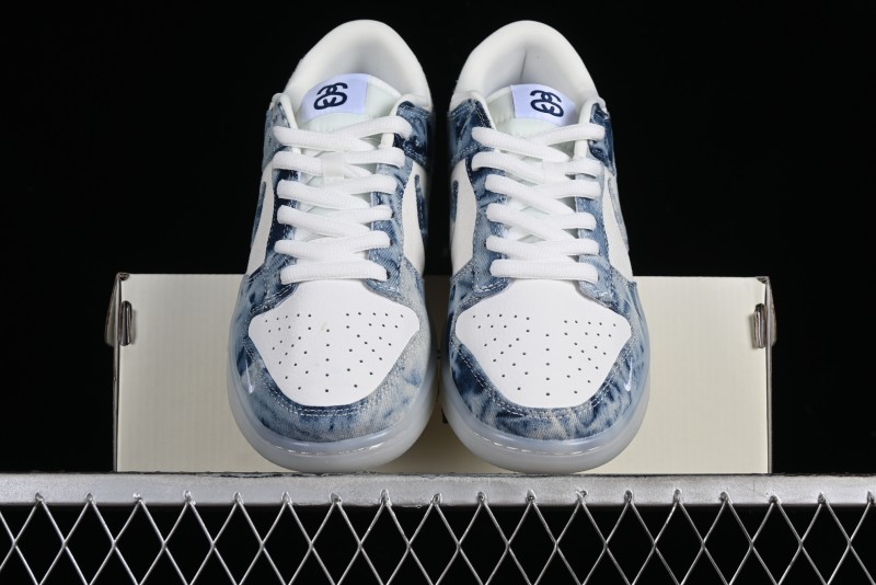 Nike SB Dunk Low Stussy Collaboration - Crystal Denim Anniversary Custom Low-Top Casual Skate Shoes - JH8039-937