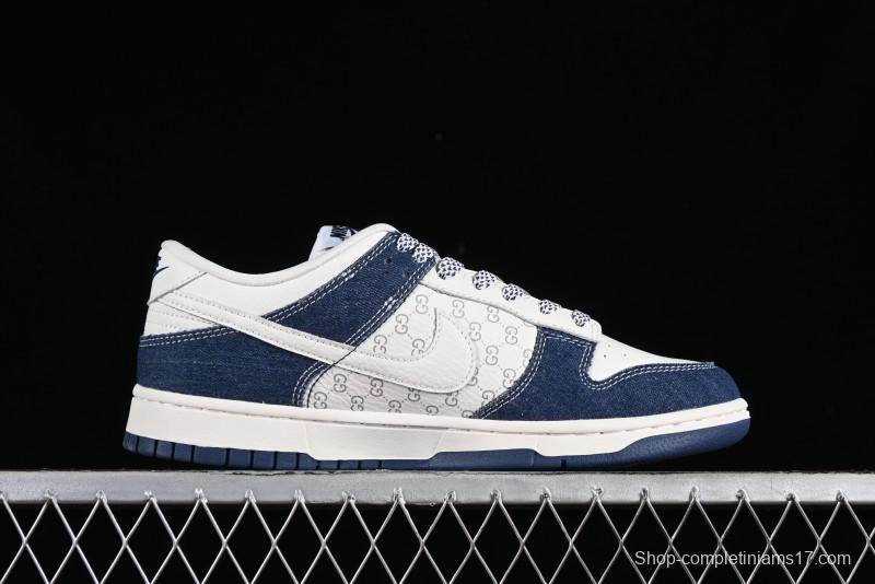 Nike SB Dunk Low Gucci Collaboration - Denim with Light Blue Swoosh Anniversary High-End Custom Low-Top Casual Sneakers - FC1688-141