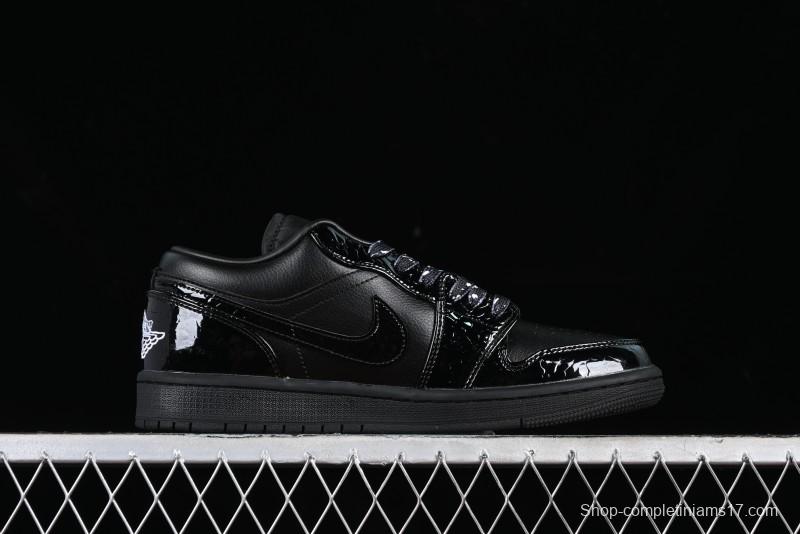 Nike Air Jordan 1 Low "Black Croc" Casual Sneakers with Crocodile-Embossed Leather - HJ7743-010