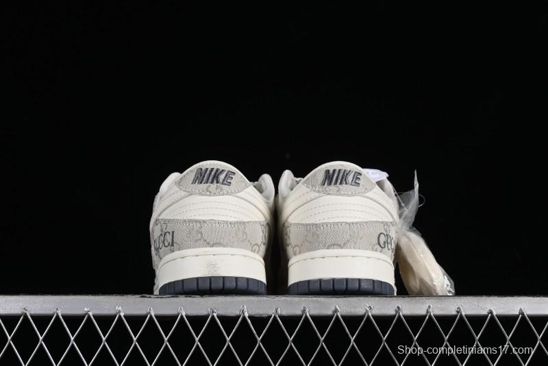 Nike SB Dunk Low Gucci Collaboration - Smoke Grey Anniversary Custom Low-Top Casual Sneakers - CF3688-003